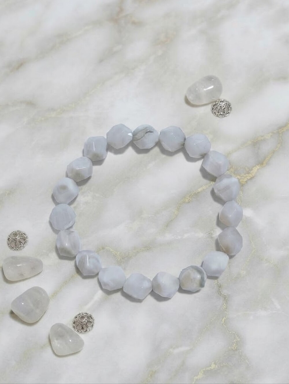 White Crazy Lace Agate Bracelet